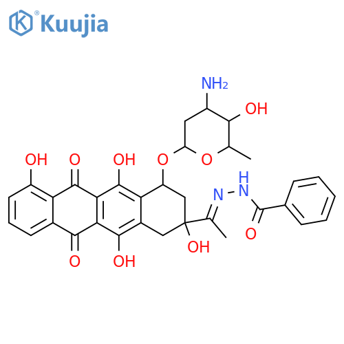 N'-[(1E)-1-{4-[(3-amino-2,3,6-trideoxyhexopyranosyl)oxy]-2,5,7,12-tetrahydroxy-6,11-dioxo-1,2,3,4,6,11-hexahydrotetracen-2-yl}ethylidene]benzohydrazide structure