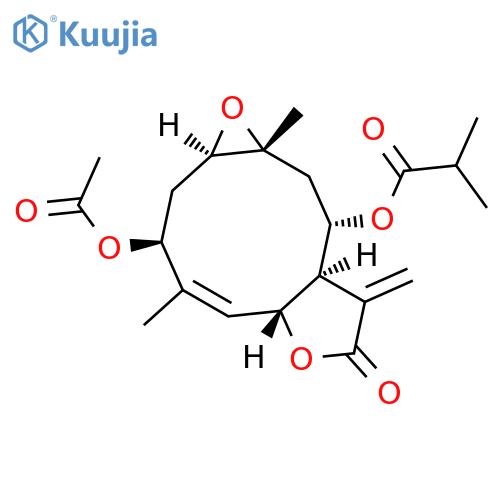 Propanoic acid,2-methyl-,(1aR,3S,4Z,5aR,8aR,9S,10aR)-3-(acetyloxy)-1a,2,3,5a,7,8,8a,9,10,10a-decahydro-4,10a-dimethyl-8-methylene-7-oxooxireno[5,6]cyclodeca[1,2-b]furan-9-ylester (9CI) structure