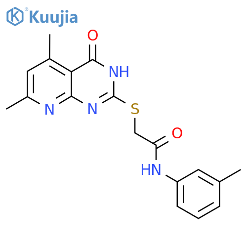 2-({4-hydroxy-5,7-dimethylpyrido2,3-dpyrimidin-2-yl}sulfanyl)-N-(3-methylphenyl)acetamide structure