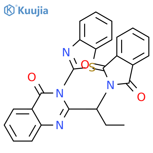<br>2-(1-(3-(benzo[d]thiazol-2-yl)-4-oxo-3,4-dihydroquinazolin-2-yl)propyl)isoi ndoline-1,3-dione structure