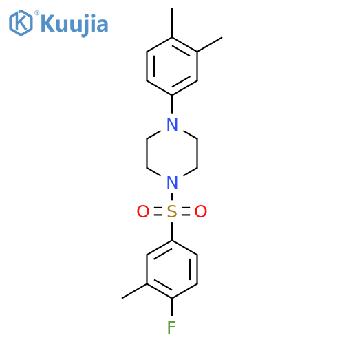 1-(3,4-dimethylphenyl)-4-(4-fluoro-3-methylbenzenesulfonyl)piperazine structure