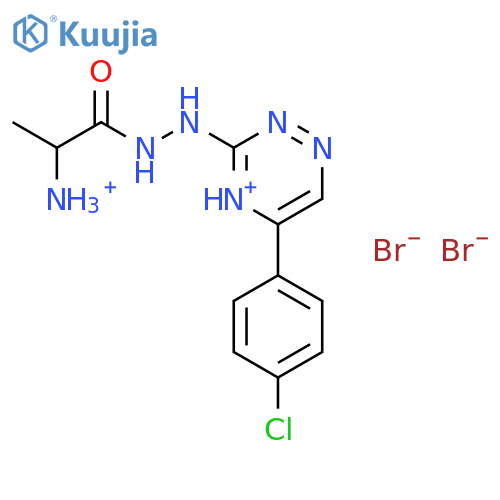 3-[2-(2-ammoniopropanoyl)hydrazino]-5-(4-chlorophenyl)-1,2,4-triazin-4-ium dibromide structure