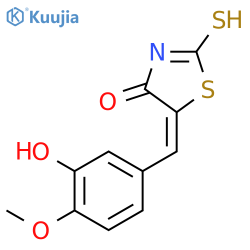 (5E)-5-(3-Hydroxy-4-methoxybenzylidene)-2-mercapto-1,3-thiazol-4(5H)-one structure