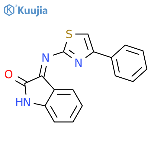 2H-INDOL-2-ONE, 1,3-DIHYDRO-3-[(4-PHENYL-2-THIAZOLYL)IMINO]- structure