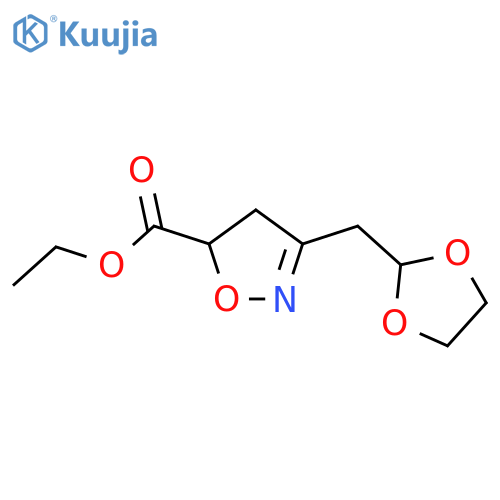 <br>3-[1,3]Dioxolan-2-ylmethyl-4,5-dihydro-isoxazole-5-carboxylic acid ethyl es ter structure