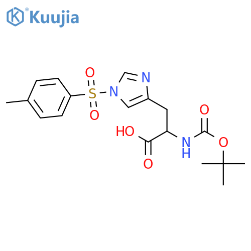 (R)-2-((tert-butoxycarbonyl)amino)-3-(1-tosyl-1H-imidazol-4-yl)propanoic acid structure