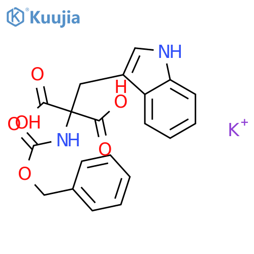 Propanedioic acid, 2-(1H-indol-3-ylmethyl)-2-[[(phenylmethoxy)carbonyl]amino]-, potassium salt (1:2) structure