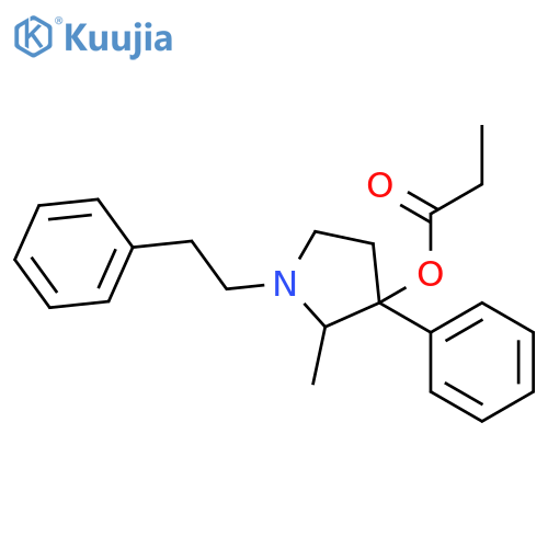2-methyl-3-phenyl-1-(2-phenylethyl)pyrrolidin-3-yl propanoate structure