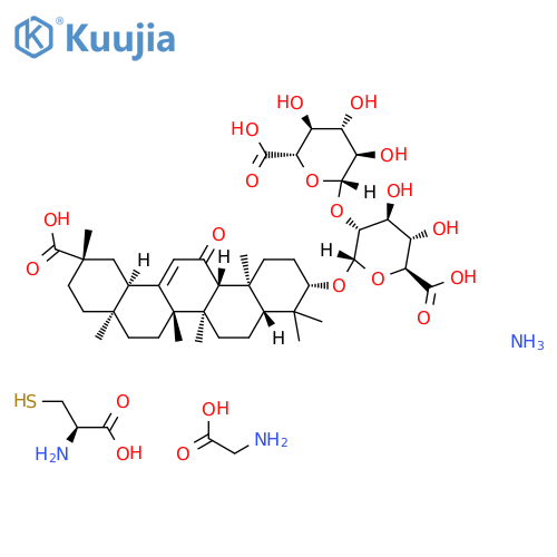 α-D-Glucopyranosiduronic acid, (3β,20β)-20-carboxy-11-oxo-30-norolean-12-en-3-yl 2-O-β-D-glucopyranuronosyl-, ammonium salt, mixt. with L-cysteine and glycine (9CI) structure