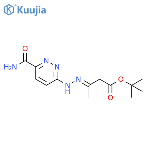 Butanoic acid,3-[2-[6-(aminocarbonyl)-3-pyridazinyl]hydrazinylidene]-, 1,1-dimethylethylester structure