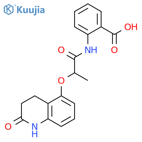 Benzoic acid,2-[[1-oxo-2-[(1,2,3,4-tetrahydro-2-oxo-5-quinolinyl)oxy]propyl]amino]- structure