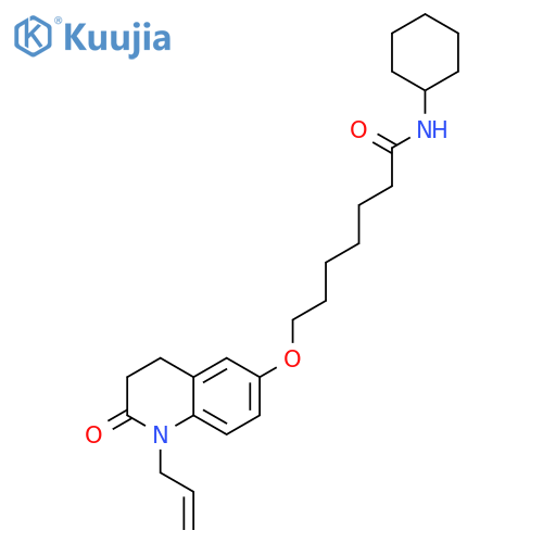 Heptanamide,N-cyclohexyl-7-[[1,2,3,4-tetrahydro-2-oxo-1-(2-propenyl)-6-quinolinyl]oxy]- structure