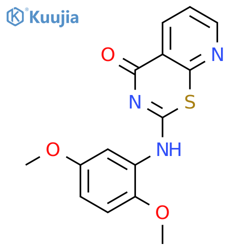 2-((2,5-dimethoxyphenyl)amino)-4H-pyrido[3,2-e][1,3]thiazin-4-one structure