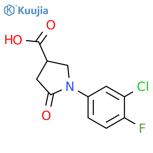 1-(3-Chloro-4-fluorophenyl)-5-oxopyrrolidine-3-carboxylic acid structure