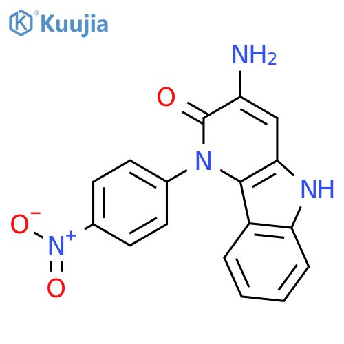 2H-Pyrido[3,2-b]indol-2-one, 3-amino-1,5-dihydro-1-(4-nitrophenyl)- structure