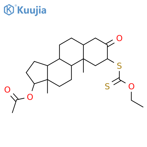 Androstan-3-one,17-(acetyloxy)-2-[(ethoxythioxomethyl)thio]-, (2a,5a,17b)- (9CI) structure