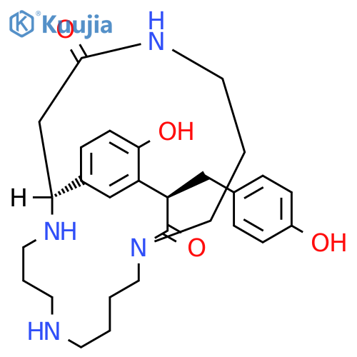 1,6,10,22-Tetraazatricyclo[9.7.6.112,16]pentacosa-12,14,16(25)-triene-18,23-dione, 15-hydroxy-17-[(4-hydroxyphenyl)methyl]-, (11S,17R)- structure