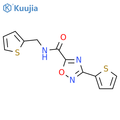 3-(2-thienyl)-N-(2-thienylmethyl)-1,2,4-oxadiazole-5-carboxamide structure