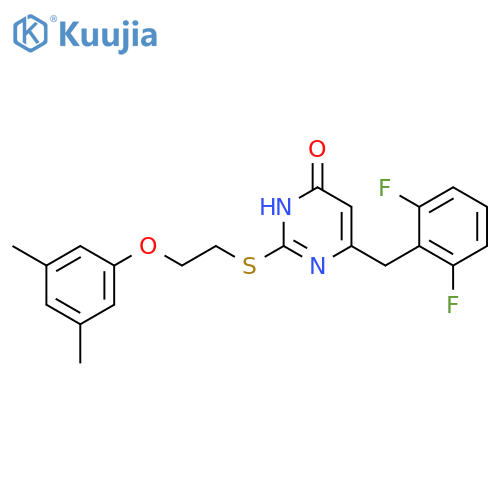 4(1H)-Pyrimidinone,6-[(2,6-difluorophenyl)methyl]-2-[[2-(3,5-dimethylphenoxy)ethyl]thio]- structure