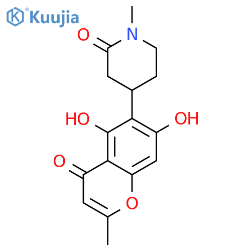 4-(5,7-dihydroxy-2-methyl-4-oxo-4H-chromen-6-yl)-1-methyl-piperidin-2-one structure