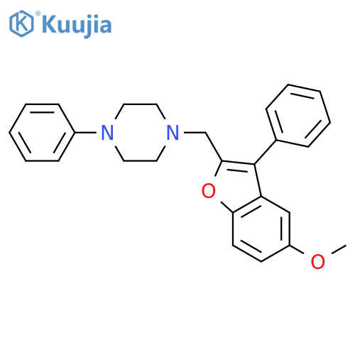 1-[(5-methoxy-3-phenyl-1-benzofuran-2-yl)methyl]-4-phenylpiperazine structure