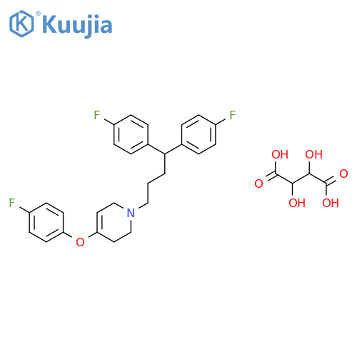 1-(4,4-Bis(4-fluorophenyl)butyl)-4-(4-fluorophenoxy)-1,2,3,6-tetrahydropyridine tartrate structure
