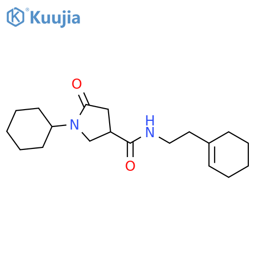 N-2-(cyclohex-1-en-1-yl)ethyl-1-cyclohexyl-5-oxopyrrolidine-3-carboxamide structure