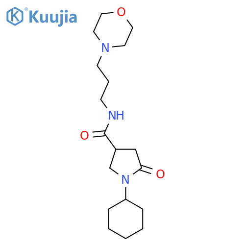 1-cyclohexyl-N-[3-(morpholin-4-yl)propyl]-5-oxopyrrolidine-3-carboxamide structure