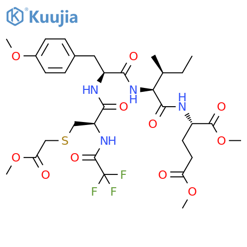 Dimethyl (2S)-2-[[(2S,3S)-2-[[(2S)-2-[[(2R)-3-(2-methoxy-2-oxoethyl)sulfanyl-2-[(2,2,2-trifluoroacetyl)amino]propanoyl]amino]-3-(4-methoxyphenyl)propanoyl]amino]-3-methylpentanoyl]amino]pentanedioate structure