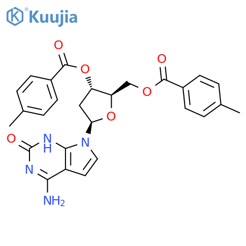 4-Amino-7-[2-deoxy-3,5-bis-O-(4-methylbenzoyl)-β-D-erythro-pentofuranosyl]-1,7-dihydro-2H-pyrrolo[2,3-d]pyrimidin-2-one structure