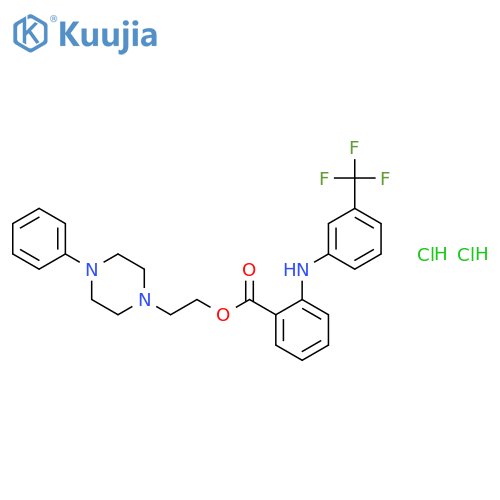 Benzoic acid,2-[[3-(trifluoromethyl)phenyl]amino]-, 2-(4-phenyl-1-piperazinyl)ethyl ester,hydrochloride (1:2) structure