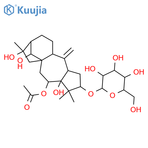 β-D-Glucopyranoside, (3β,6β,14R)-14-(acetyloxy)-5,6,16-trihydroxygrayanotox-10(20)-en-3-yl structure