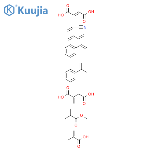 2-Butenedioicacid(2E)-,polymerwith1,3-butadiene,ethenylbenzene,methylenebutanedioicacid,(1-methylethenyl)benzene,methyl2-methyl-2-propenoate,2-methyl-2-propenoicacidand2-propenenitrile structure