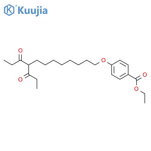 Benzoic acid, 4-[[10-oxo-9-(1-oxopropyl)dodecyl]oxy]-, ethyl ester structure