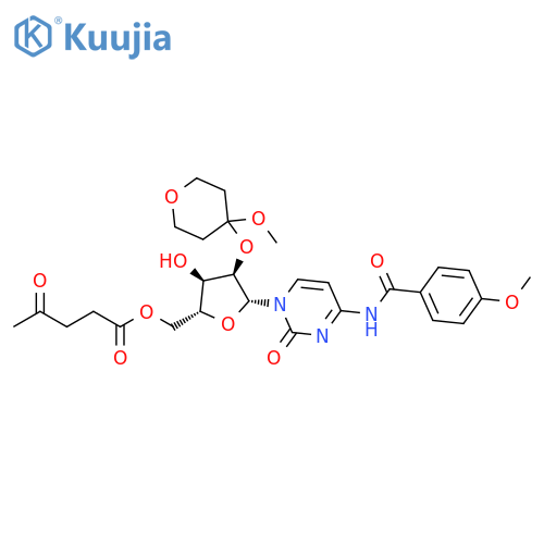 Cytidine, N-(4-methoxybenzoyl)-2'-O-(tetrahydro-4-methoxy-2H-pyran-4-yl)-, 5'-(4-oxopentanoate) (9CI) structure
