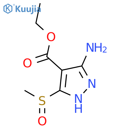 1H-PYRAZOLE-4-CARBOXYLIC ACID, 3-AMINO-5-(METHYLSULFINYL)-, ETHYL ESTER structure