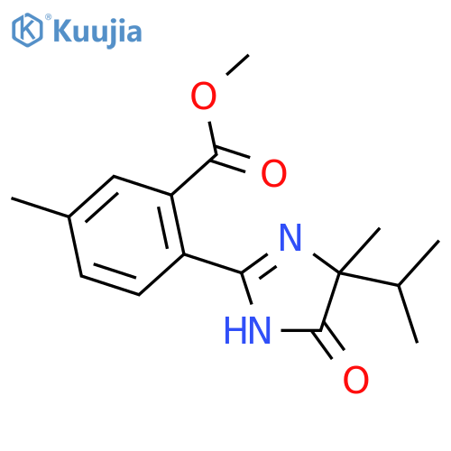 Benzoic acid,2-[4,5-dihydro-4-methyl-4-(1-methylethyl)-5-oxo-1H-imidazol-2-yl]-5-methyl-,methyl ester structure