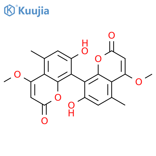 7,7'-dihydroxy-4,4'-dimethoxy-5,5'-dimethyl-2H,2'H-8,8'-bichromene-2,2'-dione structure