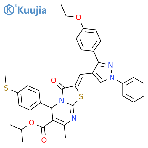 1-methylethyl 2-{[3-(4-ethoxyphenyl)-1-phenyl-1H-pyrazol-4-yl]methylidene}-7-methyl-5-[4-(methylsulfanyl)phenyl]-3-oxo-2,3-dihydro-5H-[1,3]thiazolo[3,2-a]pyrimidine-6-carboxylate structure