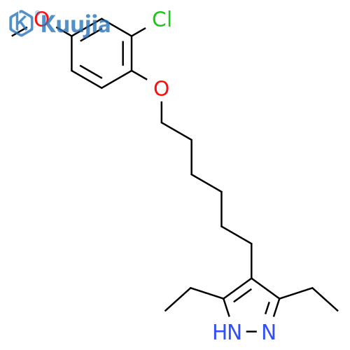 1H-Pyrazole,4-[6-(2-chloro-4-methoxyphenoxy)hexyl]-3,5-diethyl-, hydrochloride (1:1) structure