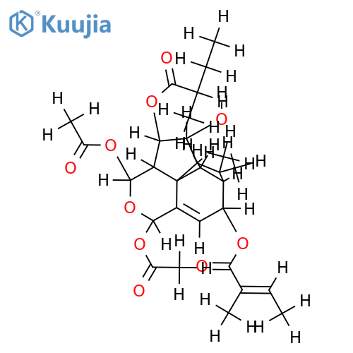 3-Angeloyl,8-(2-methylbutanoyl),14,15-di-Ac-(3beta,8beta,9beta)-14,15-Epoxy-4-isocedrene-3,8,9,14,15-pentol structure