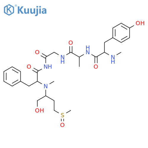 N-methyl-L-tyrosyl-D-alanyl-N-[(2S)-2-{[(1S)-1-(hydroxymethyl)-3-(methylsulfinyl)propyl](methyl)amino}-3-phenylpropanoyl]glycinamide structure