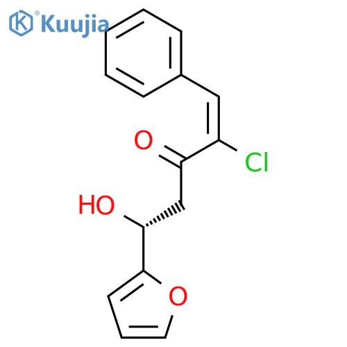 1-Penten-3-one, 2-chloro-5-(2-furanyl)-5-hydroxy-1-phenyl-, (1E,5R)- structure