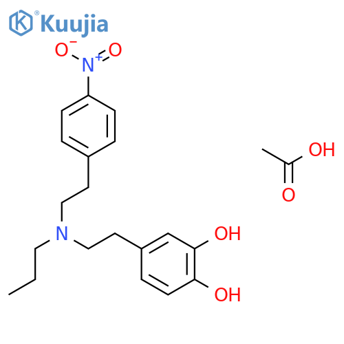 4-(2-{[2-(4-nitrophenyl)ethyl](propyl)amino}ethyl)benzene-1,2-diol acetate (salt) structure