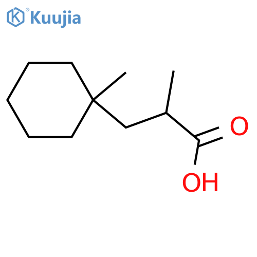 2-methyl-3-(1-methylcyclohexyl)propanoic acid structure