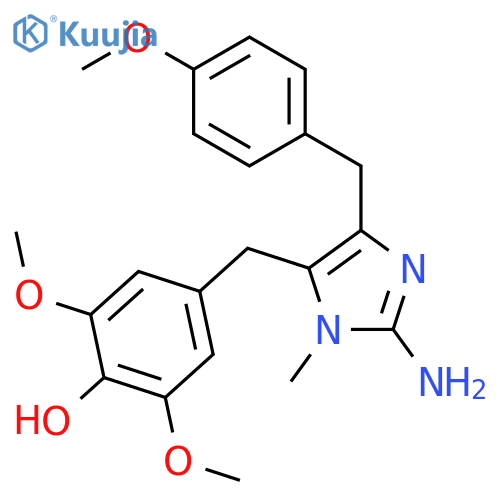 4-((4-(4-methoxybenzyl)-2-amino-1-methyl-1H-imidazol-5-yl)methyl)-2,6-dimethoxyphenol structure