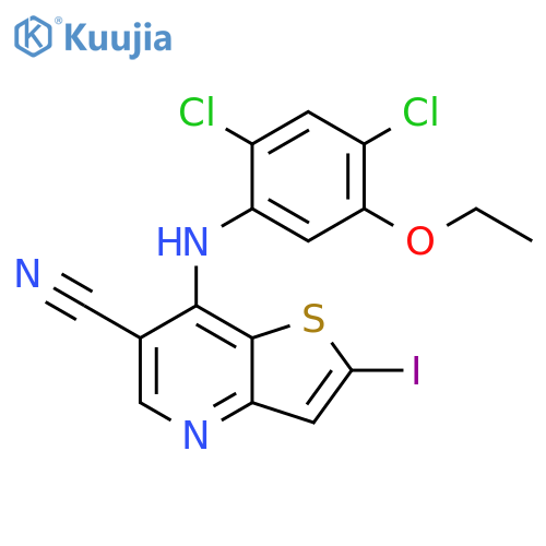 Thieno[3,2-b]pyridine-6-carbonitrile,7-[(2,4-dichloro-5-ethoxyphenyl)amino]-2-iodo- structure