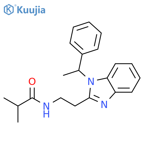 2-methyl-N-{2-1-(1-phenylethyl)-1H-1,3-benzodiazol-2-ylethyl}propanamide structure