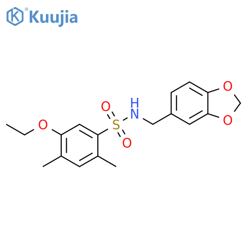 N-(2H-1,3-benzodioxol-5-yl)methyl-5-ethoxy-2,4-dimethylbenzene-1-sulfonamide structure