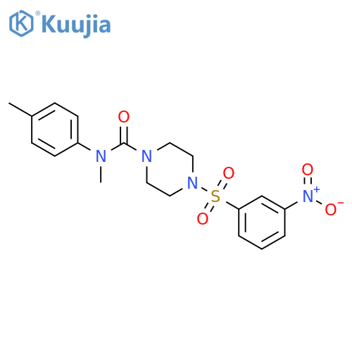 N-methyl-N-(4-methylphenyl)-4-(3-nitrobenzenesulfonyl)piperazine-1-carboxamide structure